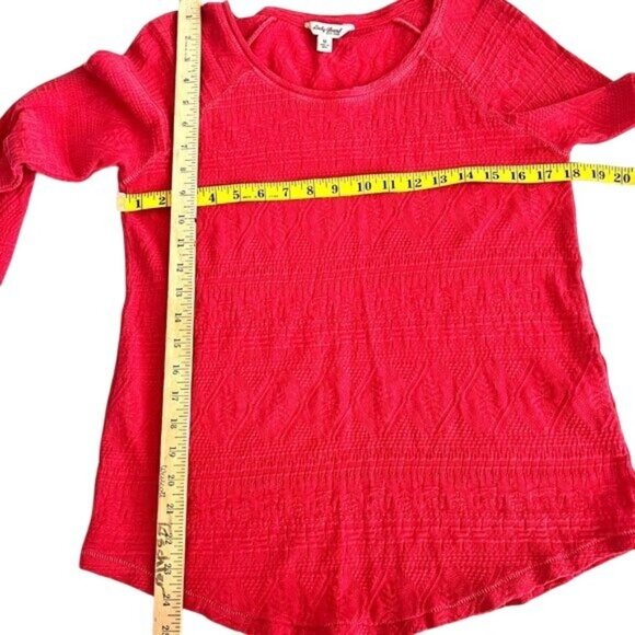 Lucky Brand Red Textured Long Sleeve Top Womens M - Picture 6 of 8